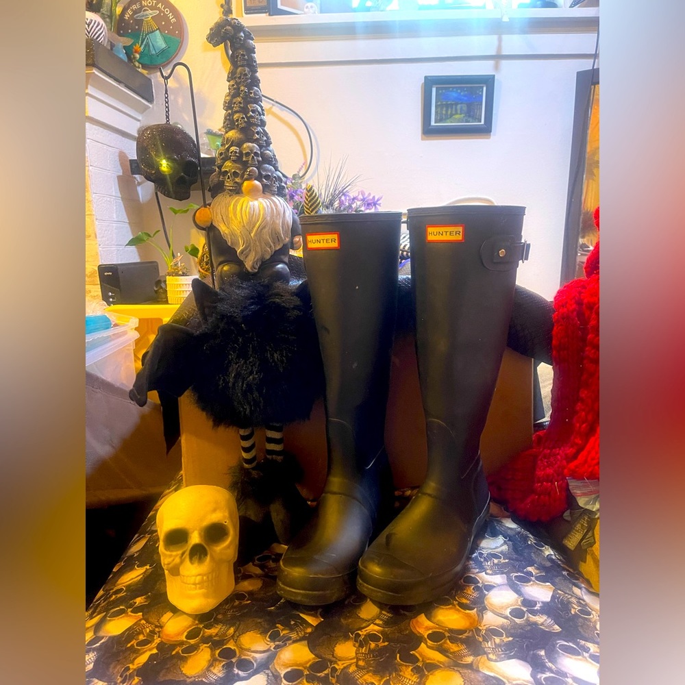 Hunter boots knee high in Black matte